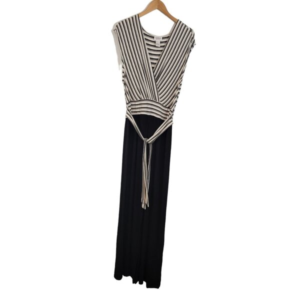 Monroe & Main Cocktail Romper Striped Belted Party Night Out Jumpsuit Large‎ NEW - Picture 1 of 8